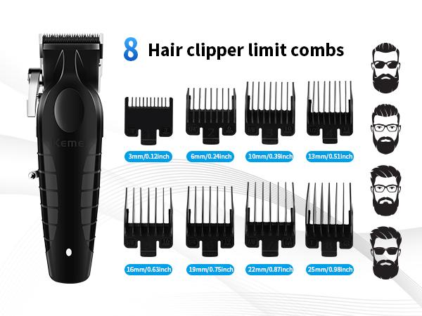 KEMEI Professional Hair Clippers for Men, Cordless Complete Barber Clipper T-Blade Trimmer Foil Shaver Set, Electric Hair Cutting Full Kit with 11 Guide Comes, USB Fast Rechargeable