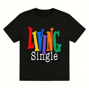 Living Single Graphic T-Shirt, Unisex Retro 90s Style Soft Cotton Top with Short Sleeves and Vivid Lettering for Casual Wear, Shortsleeve, Tops