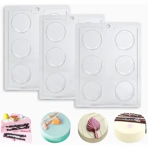 3 Pack Round Chocolate Covered Cookies Molds, PET Plastic Cylindrical Mold for Biscuit Candy Pudding Jelly