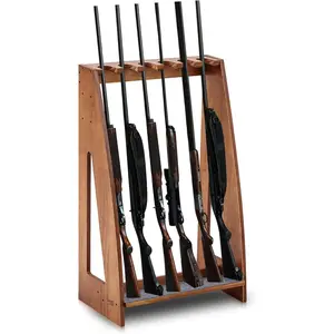 Yousoontic Indoor Gun Racks, Floor Standing Rifle Rack Wooden Freestanding Vertical Shotgun Display Stand with Soft Padding Safe Heavy Duty Gun Storage for Home Garage Office
