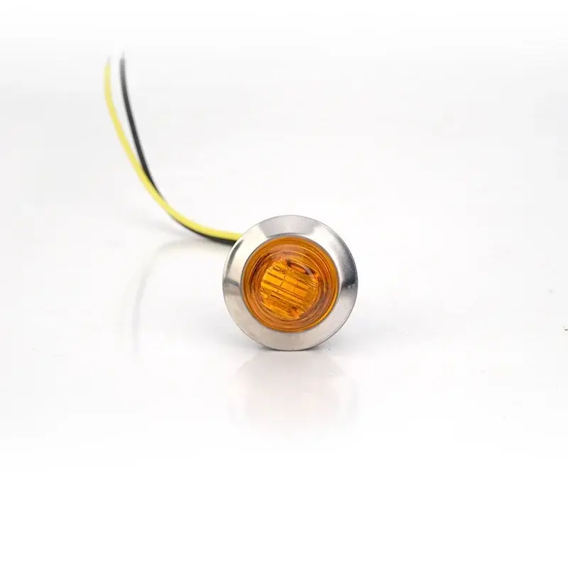 Amber 3 LED Button Light with Stainless Steel Bezel - 3/4 Inch