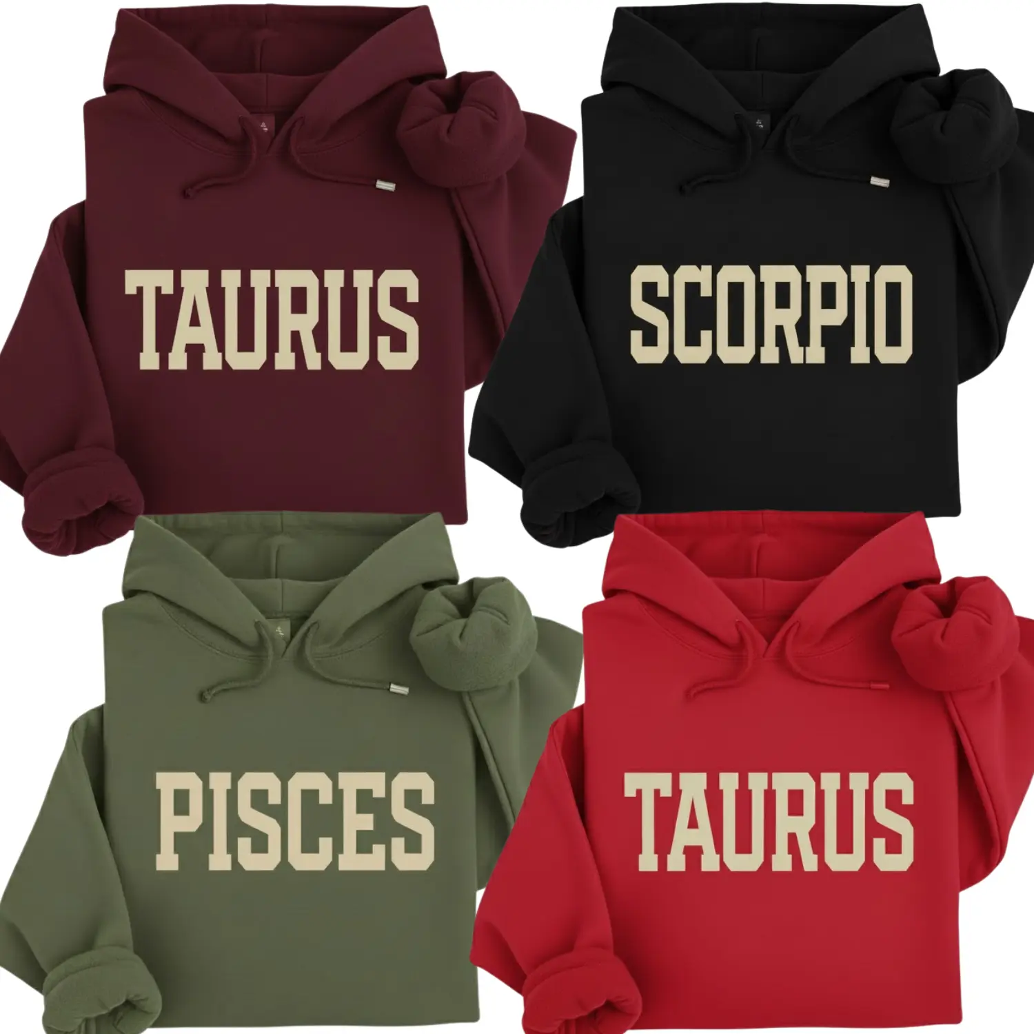 [Full 12 Zodiac] Minimalist Zodiac Hoodie – Astrology Sign Crewneck for Men and Women, Cozy Horoscope Pullover with Bold College Letter Design, Perfect Gift for Zodiac Lovers