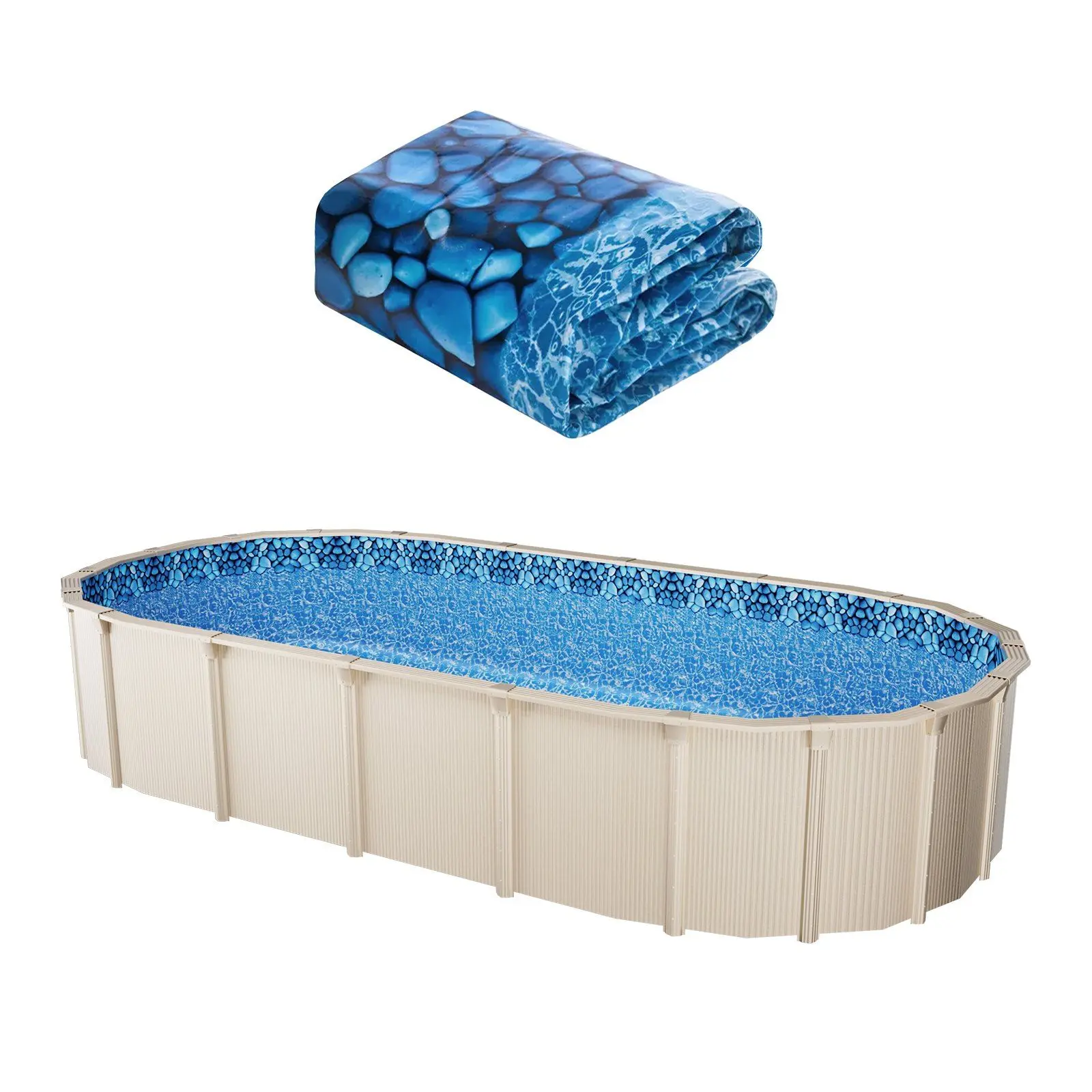 VEVOR Oval Pool Liner 12x24ft Unibead Style Pool Liner 52in Wall Height Durable
