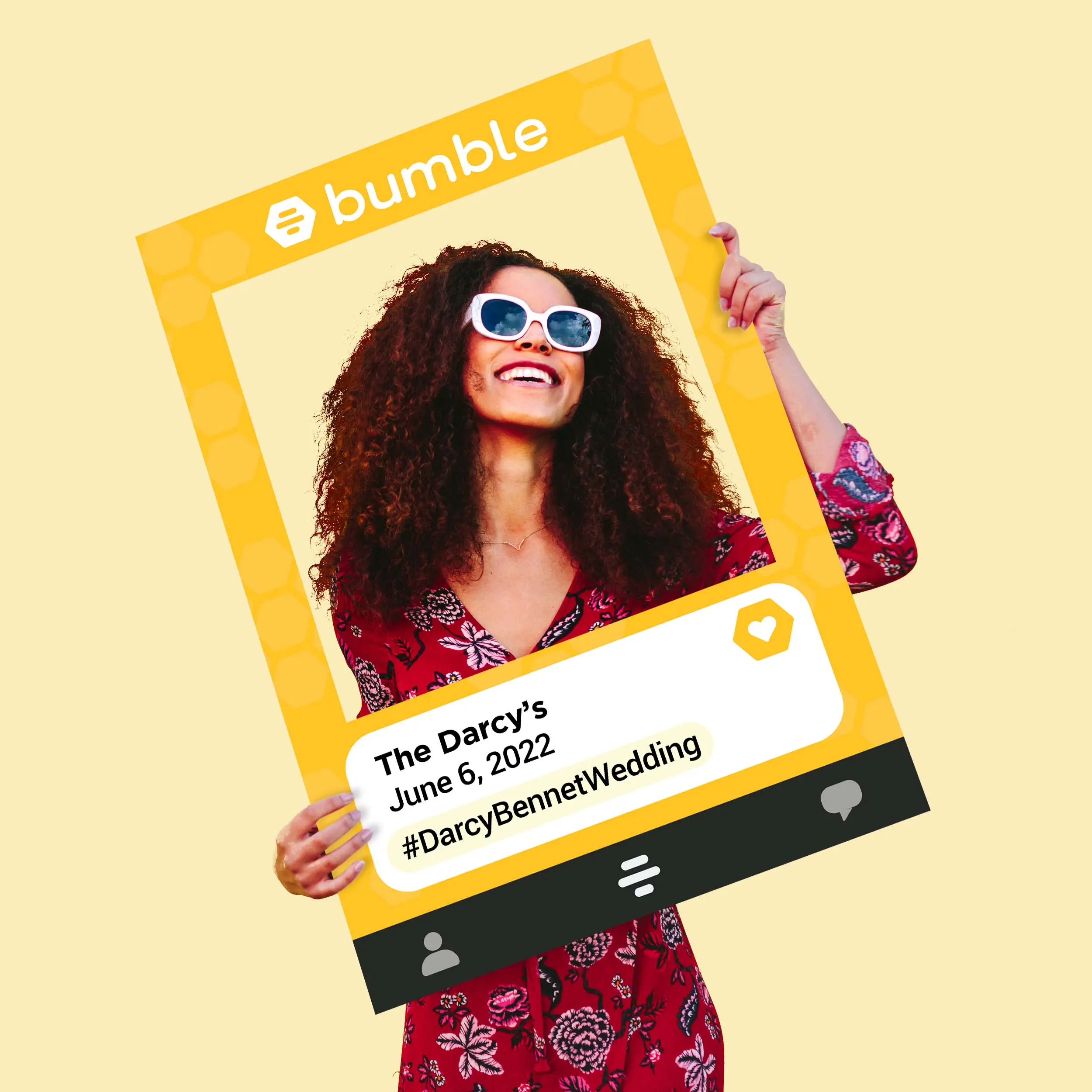 Custom Bumble Photo Booth Frame: Wedding, Party Prop (24" x 36")