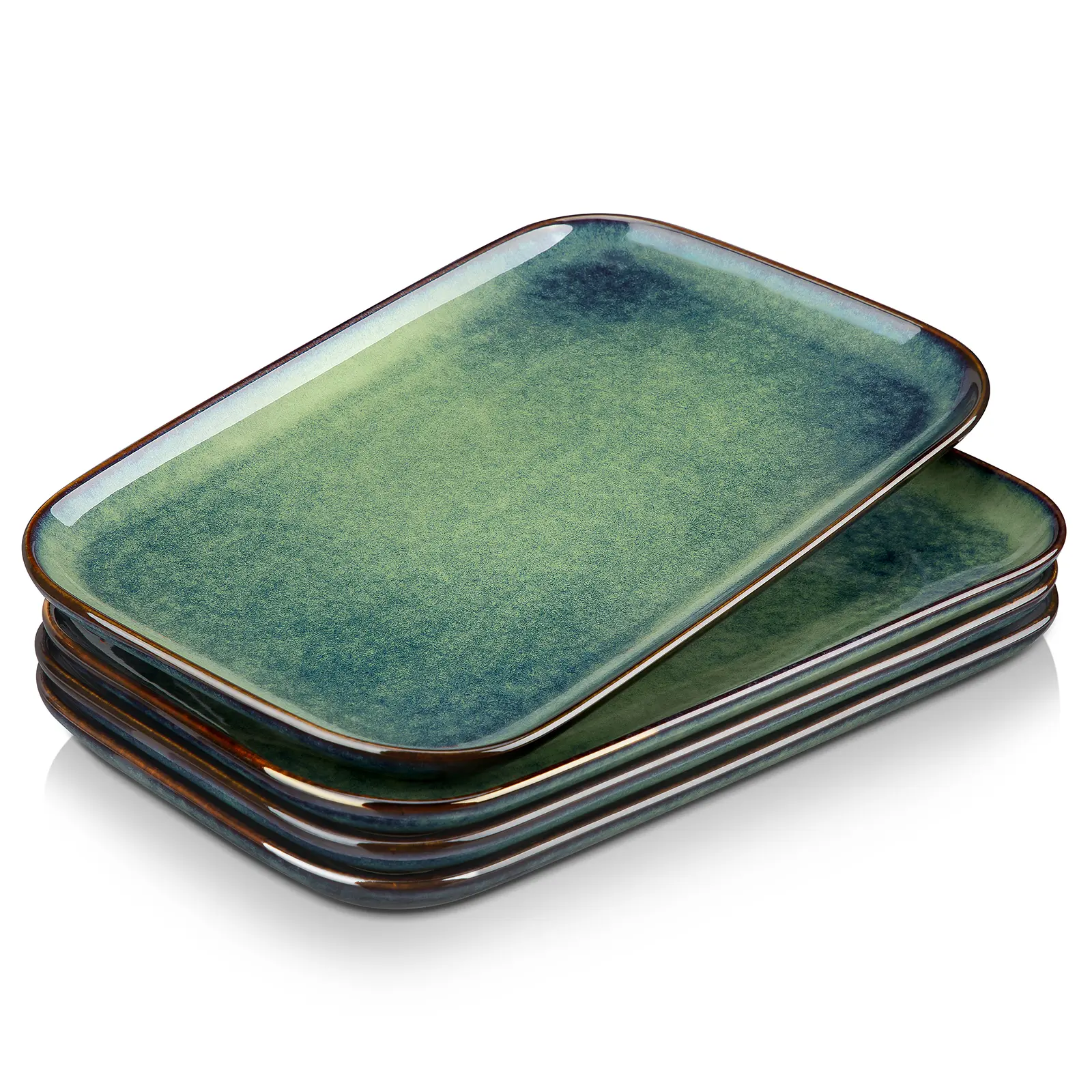 vancasso STERN Rectangular Serving Platters Set of 4, 11-Inch Reactive Glaze Ceramic Serving Trays for Sushi, Appetizers, Desserts & Entertaining, Microwave & Dishwasher Safe