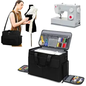Universal Sewing Machine Carrying Case with Storage Pockets and Removable Thick Pad