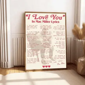 I Love You In Mac Miller Lyrics Poster Tribute Mac Miller Poster Christmas Gift For Fans Print Print
