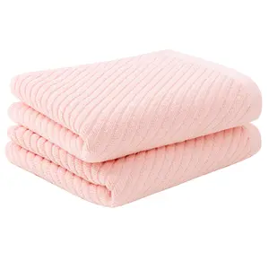 PiccoCasa Set of 2, Ribbed Hand Towels for Bathroom 13 x 29 Inch 100% Cotton Soft Absorbent Soft Feeling Fast Drying Towels Hotel Spa Towel Face Towel, Pink