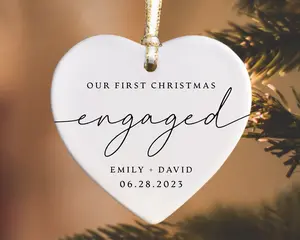 Personalized Engaged Christmas Ornament - Christmas Ornament for Engaged Couple - Keepsake for First Christmas