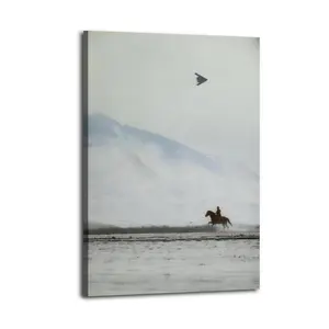 Cowboy on Horse And B2 Spirit Flying Canvas Aesthetic For The Bedroom Wall Sitting Room Dormitory Wall Office Wall Poster Decorative Painting Canvas Wall