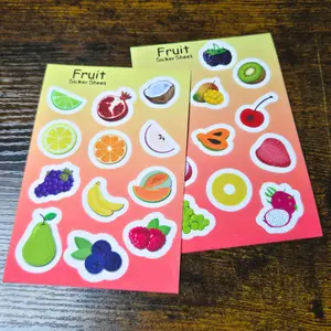 Iridescent Fruit Sticker Sheets | Glitter Fruit Stickers Set | Kawaii Scrapbook & Journal Stickers | 2 Sheet Pack
