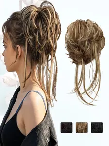 Perfect Messy Bun! Elastic Band Curly Updo Scrunchie, Natural Tousled Fake Hair Piece, Lightweight Comfort All Day, Quick Styling Accessory for Daily Wear & Festive Fun