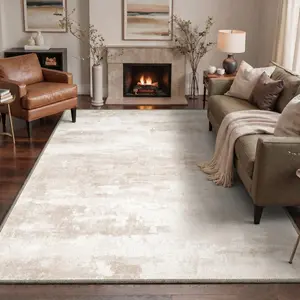 【Deals For You Days】GENIMO Modern Abstract Rug – Soft, Non-Slip, Pet Friendly, Machine Washable Rug, Area Rug Ideal for Living Room, Bedroom, Kitchen, Hallway, Elegant Floor Decor ,DT5001-V5WHITE