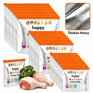 Thick Heavy Duty Aluminum Foil Storage Bags, Reusable Resealable Zipper Pouches with Stand Up Bottom and Labels for Food, Vegetable, Fruit, Meat (3 Sizes)