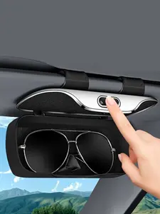Multifunctional Sunglasses Storage Box, Press Button Car Window Glass Case, Soft Fabric Interior, Scratch Resistant, Shockproof Eyeglass Holder, Car Organizers