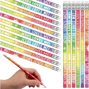 Loves Me Pencils Christian Gifts for  36 count  Loves Me Pencils Bulk John 3: 16 Religious  Verses Church Gifts Bulk for Easter Sunday School Church Party