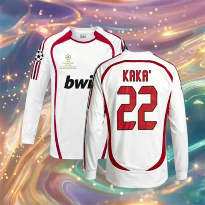 0607Away Retro White No.22 Kaka Long Sleeved Soccer Jersey
