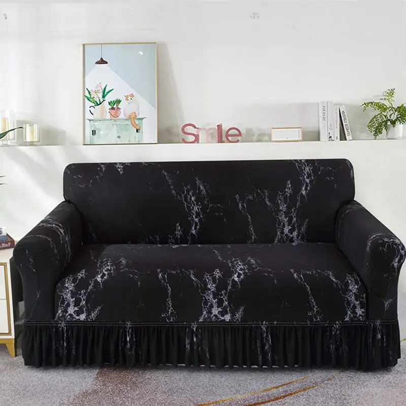 Marble Print Sofa Slipcover, 1 Count Furniture Cover for Living Room, Dust-proof Sofa Cover for Home Room Decor, Christmas 2024 Ornament, Christmas Gi