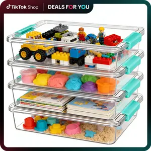 【Deals For You】Vtopmart 6 Qt Plastic Storage Bins with Lids, Clear Sensory Bins, Arts Crafts Organizers and Storage, Stackable Containers for Home Office and School Supplies