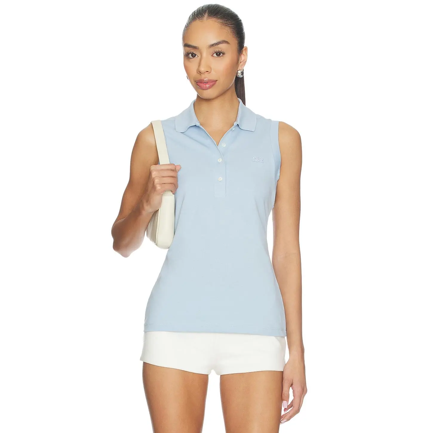 Lacoste Slim Fit Mini Pique Top in Chambray