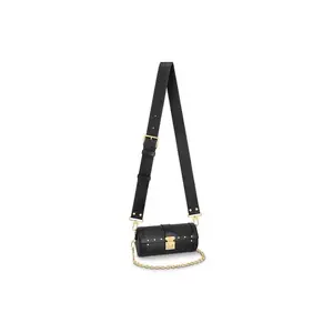 Louis Vuitton Papillon Trunk Handbag for Women – Minimalist Solid Black Epi Leather with Calfskin Trim, Gold-Tone Buckle, Crossbody, Shoulder, or Top Handle