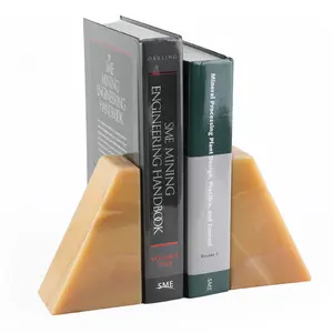 Luxury Natural Mexican Onyx Bookends, Decorative Book Ends for Shelves, 7lbs Heavy-Duty Stone Bookends, Non-Skid Book Holder for Large Art Books, Encyclopedias, CDs, Video (Mexico Onyx)