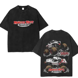 Monster Truck Monster Mutt Dalmatian Washed T-Shirt, Monster Jam Graphic Tank Top For Summer, Y2K Retro Racing Shirt For Fans, Birthday Gift For Men, For Women Fabric, Streetwear Style