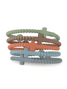 5Pcs Cute Random Color Hand Strap Thin Cross Silicone Bracelet New Fashion Stackable Bracelets Accessories Gifts