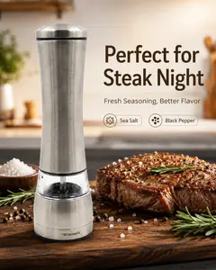 Kitchen/Dining Table Dual-Use Grinder for Steak & BBQ, Pepper & Sea Salt Seasoning Grinder, Manual Outdoor Grinding Jar, Ceramic Grinding Blades, Commercial Spice Grinde