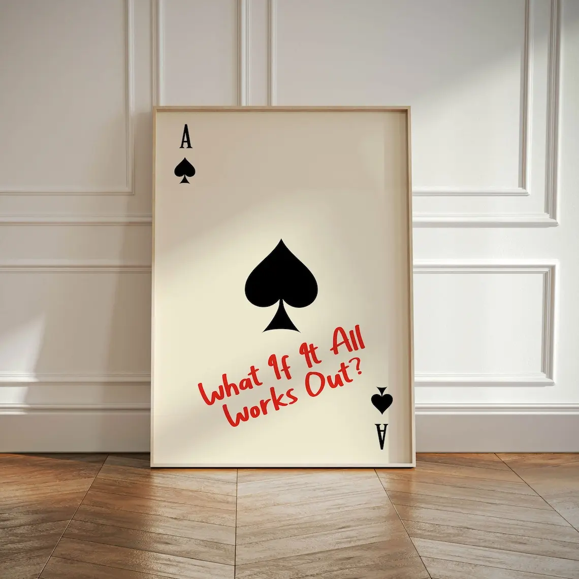 Ace of Spades Print, Playing Card Poster, Trendy Retro Art, Bar Decor, Kitchen Print Gift, Kitchen Aesthetic Decor, Modern Home Gallery Wall