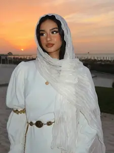 Elegant Polyester Wrinkle-Resistant Shawl Scarf Wrap Shawl, 40x200cm All-Season Sun Protection Hijab, Fashion Accessory for Women, Beach Vacation