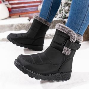 Women's Winter Snow Booties - Oxford Cloth Upper, Fur Lined, Waterproof, Slip-On, Velcro Closure, Slip-Resistant Sole, Breathable, Outdoor Shoe for Camping, Walking | Women's Footwear