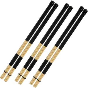 3 Pair 16 Inch  Bundle Drumsticks, 5A Jazz Drum Sticks Constructed of 19  Dowels, Rods Drum Brushes for Jazz, Folk, Small Venue and Acoustic Performance