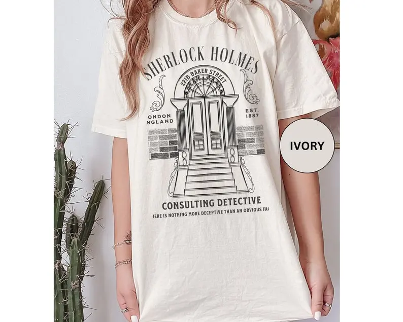 Sherlock Holmes Tee – Gift for Mystery Fans & Bookworms, 221B Baker St, Gothic Literature Style