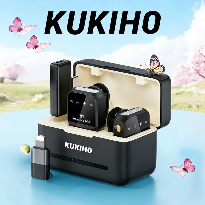 Spring Glow Up！KUKIHO Wireless Lavalier Microphone for iPhone iPad Android With Charging Case Audio Smartphone Audio Sma
