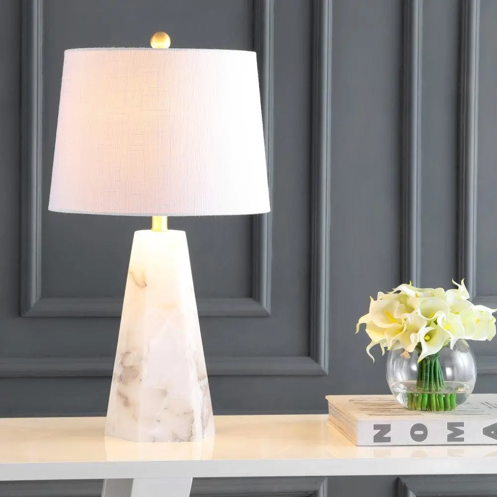 JONATHAN Y Xio Alabaster LED Table Lamp , for bedroom, living room, foyer, hallways, dining room, dorms