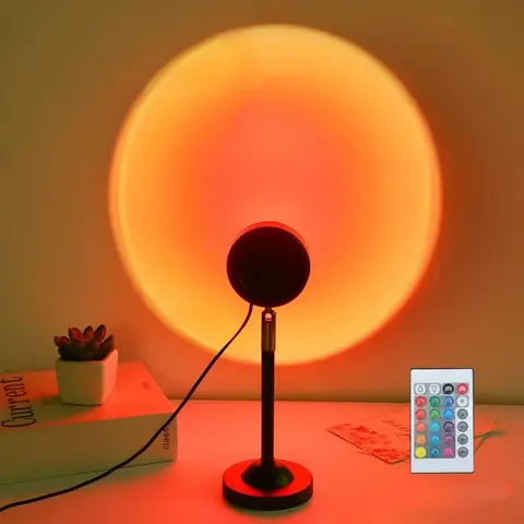 360° Rotatable Plastic Sunset Projector Lamp, USB-Powered LED Rainbow Room Wash Light, Unique Room Decor, LED Lights Bedroom for Indoor Selfie Lovers