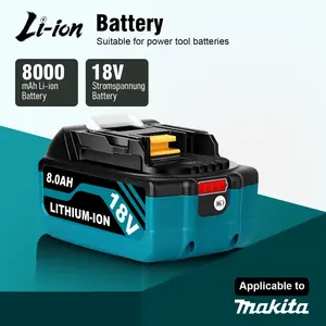 1/2/3/4 Pack 8.0Ah BL1860B Battery, 18V Replacement Battery Compatible with Makita. Fits Makita models BL1860, BL1820, 1830B, 1840B, 1850B, BL1825, 194309-1, 194205-3, 194204-5 and LXT400, compatible with Makita chargers and power tools. outdoorfun