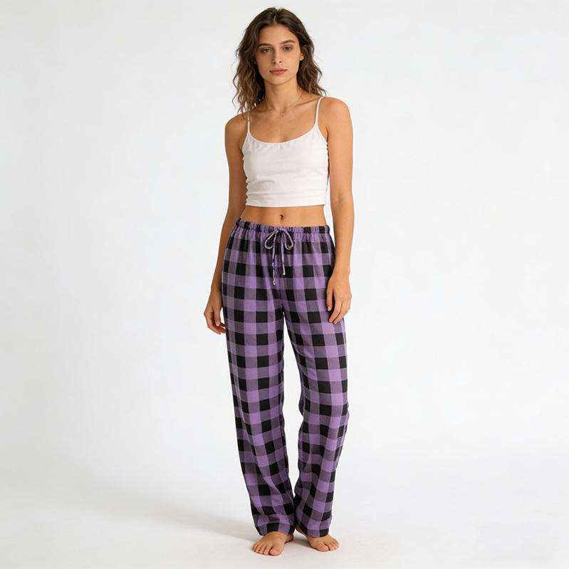 Cotton Lounge Pajama Pants for Women I Plaid S-2XLI Different Touch