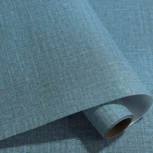 Yancorp 10Ft Textured Fabric Teal Blue Wallpaper Faux Grasscloth Green Peel and Stick Self-Adhesive Linen Removable Wallpaper Cabinets Counter Top Liners