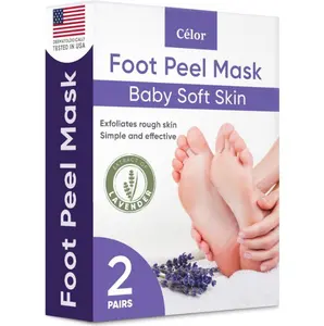 Foot Peeling Mask for Dry Cracked Feet | Foot Mask to Exfoliate Rough, Cracked, Dry Feet, Calluses for Soft Baby Feet Results | Made with Aloe Vera Extract for Women & Men (2 Pairs) | Lavender