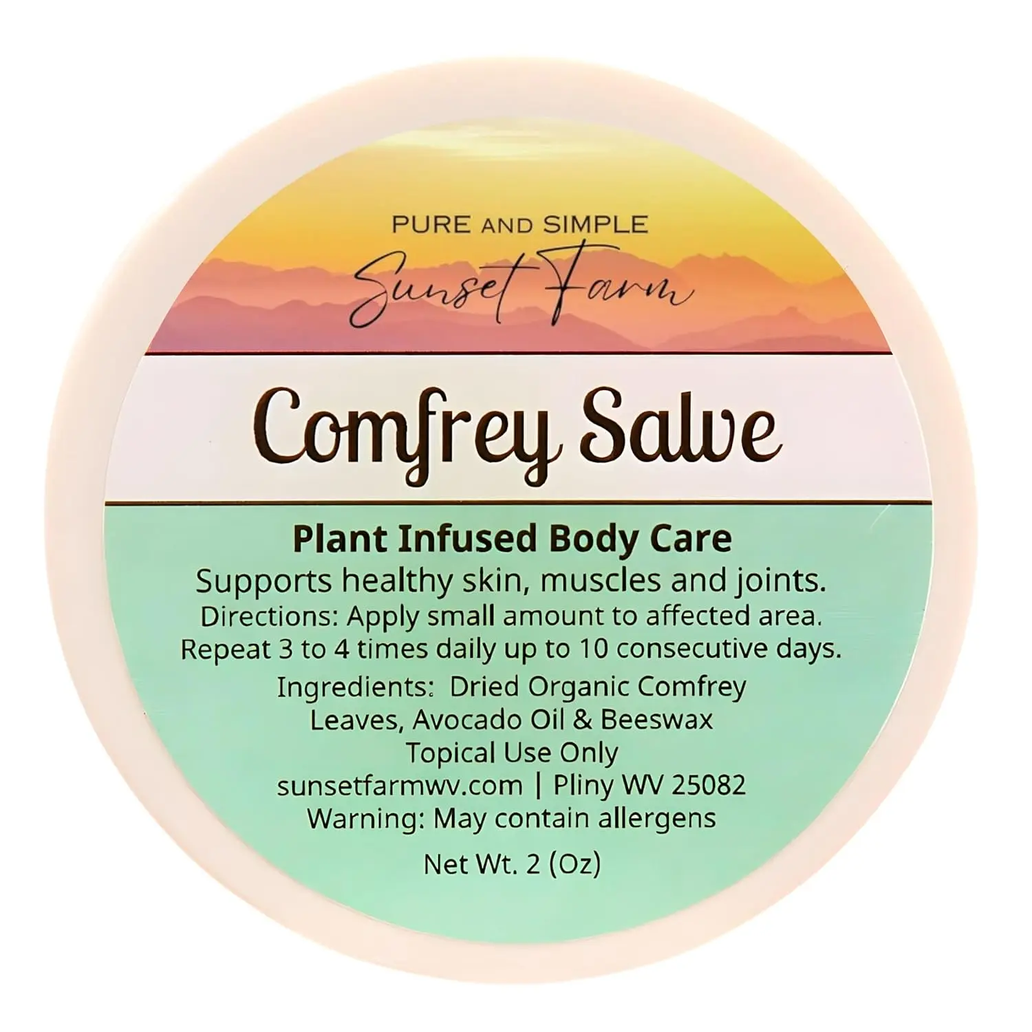 Organic Non-GMO Small-Batch Herbal Comfrey Salve Balm for Skin Repair, Family-Made in WV, 2 oz Jar