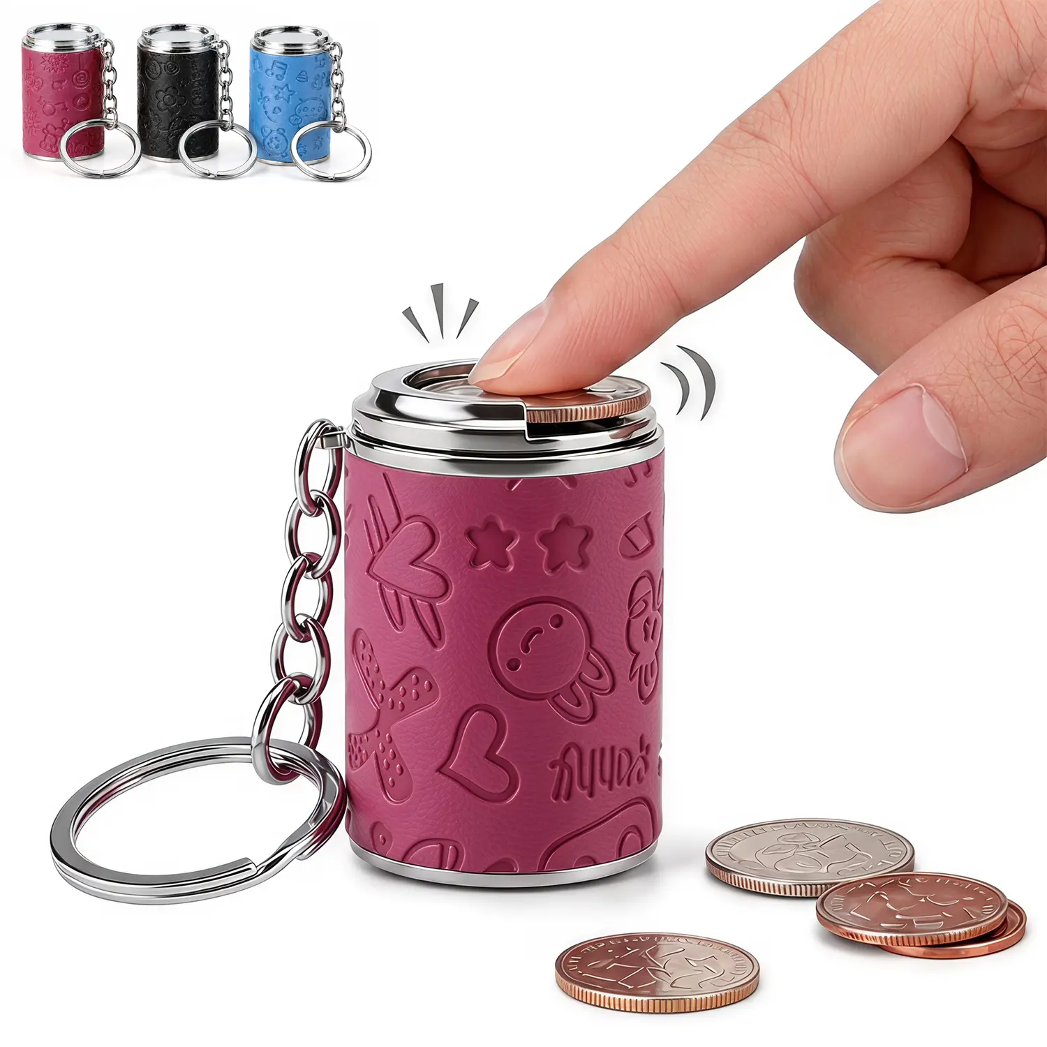 Mini Coin Holder Keychain, 2-in-1 Portable Coin Storage Capsule with Secure Snap Closure, Compact EDC Coin Organizer