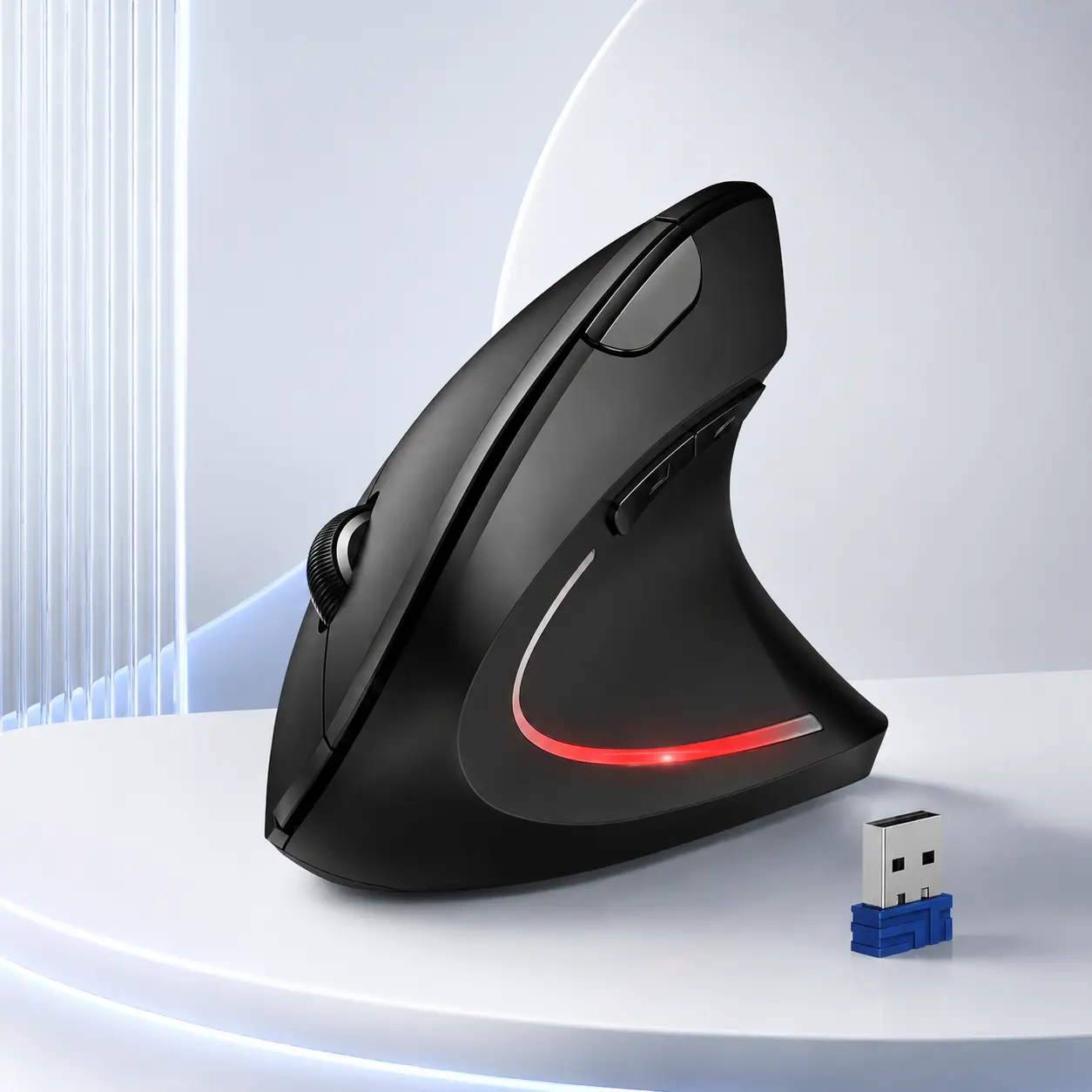 TECKNET Right-Handed Ergonomic Vertical Mouse - Wireless Bluetooth & 2.4GHz with USB-A Receiver, 4800 DPI Optical Tracking, 6-Step DPI Adjustment, Quiet Clicks, 6 Buttons, 12-Month Battery Life, Wide Compatibility