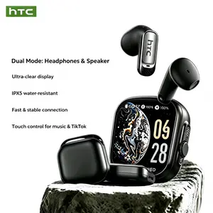 HTC NE72 In-Ear Bluetooth Headset & Earbuds - Bluetooth 6.0, Charging Case Speaker Mode, Translation Function Switching, Smart Touchscreen, Noise Cancellation, TikTok Swipe Control, Mini Side Sleep Design, Waterproof for Gaming & Calls