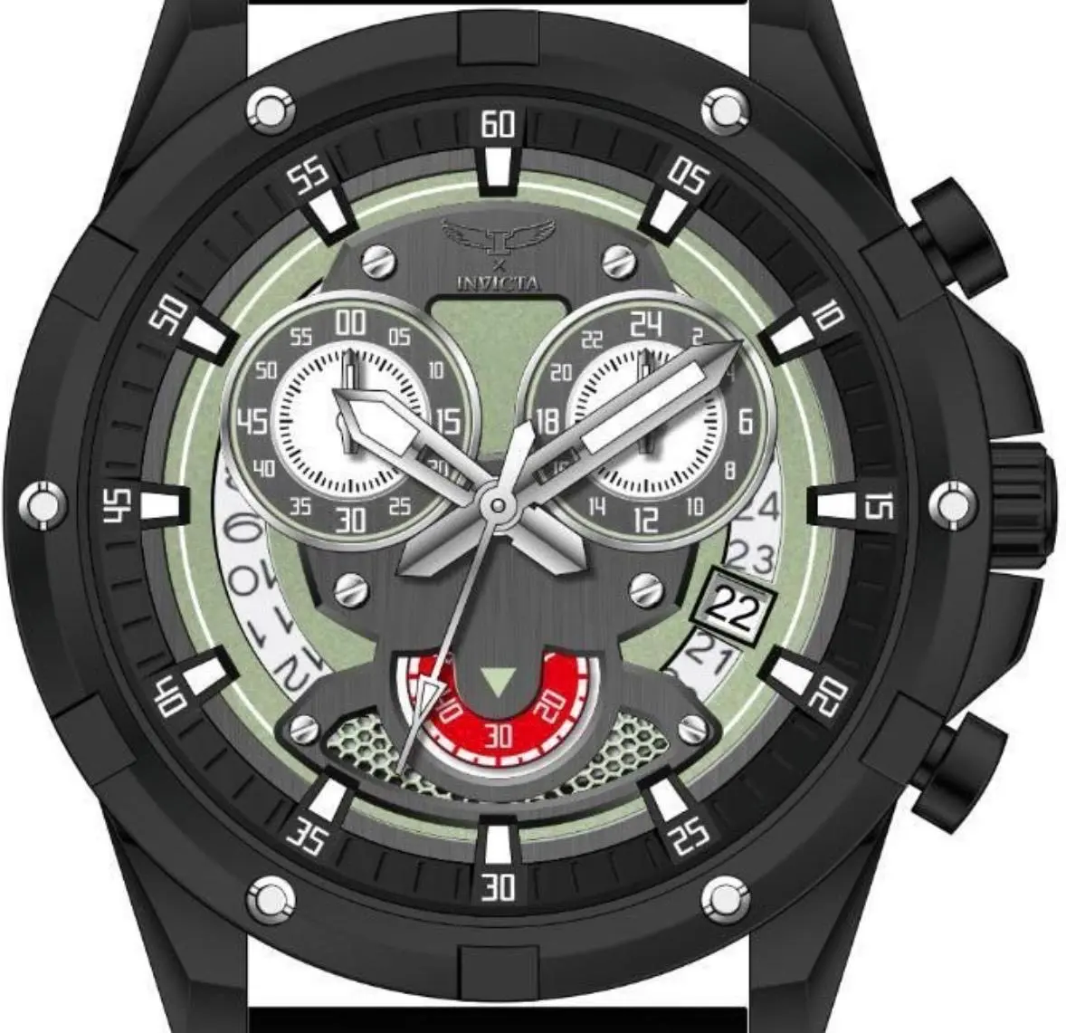 Invicta S1 Rally Men's Watch = 44mm Black silicone band with Red Spinning Dial
