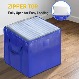 2 Pack Extra Large Moving Bags with Zippers & Carrying Handles, Heavy-Duty Storage Tote Moving Boxes for Space Saving (2 PK, 45 Gallon)