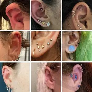 ASTM F136 Titanium 16G 8mm Piercing Jewelry for Conch, Tragus, Helix, Lip, Labret, Earlobe - Hypoallergenic Internally Threaded Flat Back Cartilage Stud Earring
