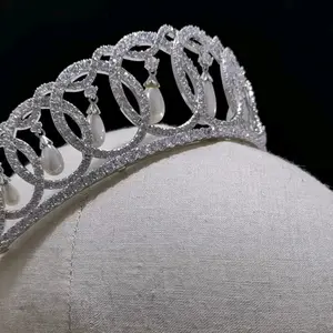 Pearl Tiara replica Cubic Zirconia tiara Metal Coating Engagement