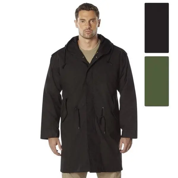 ROTHCO M-51 Fishtail Parka, Men's Military Casual Cotton Jacket with a Removable Polyester Liner and Drawstring Hood for Cold Weather, Button Down, Tops, Jackets, Coats, Longsleeves, Plain, Button-Down Epaulets, Customizable Fit, Collared Neck, Menswear,,